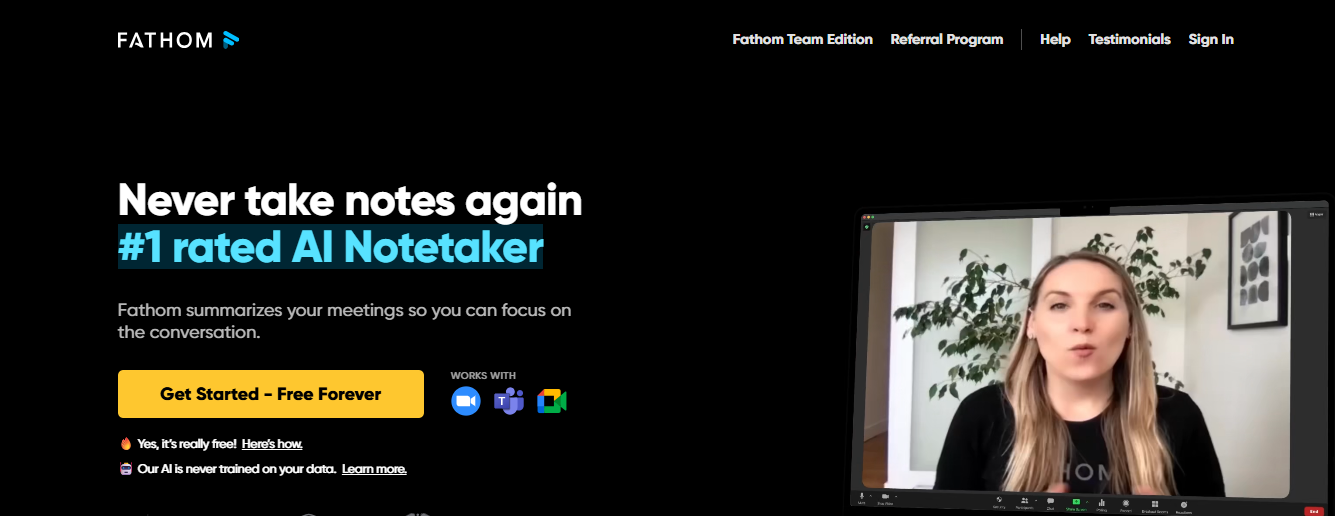 fathom - Best Zoom AI Notetaker